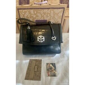 Black Embossed Croc Leather Brighton KELLY Bag H41493 W/ Charm & Box, SEE **